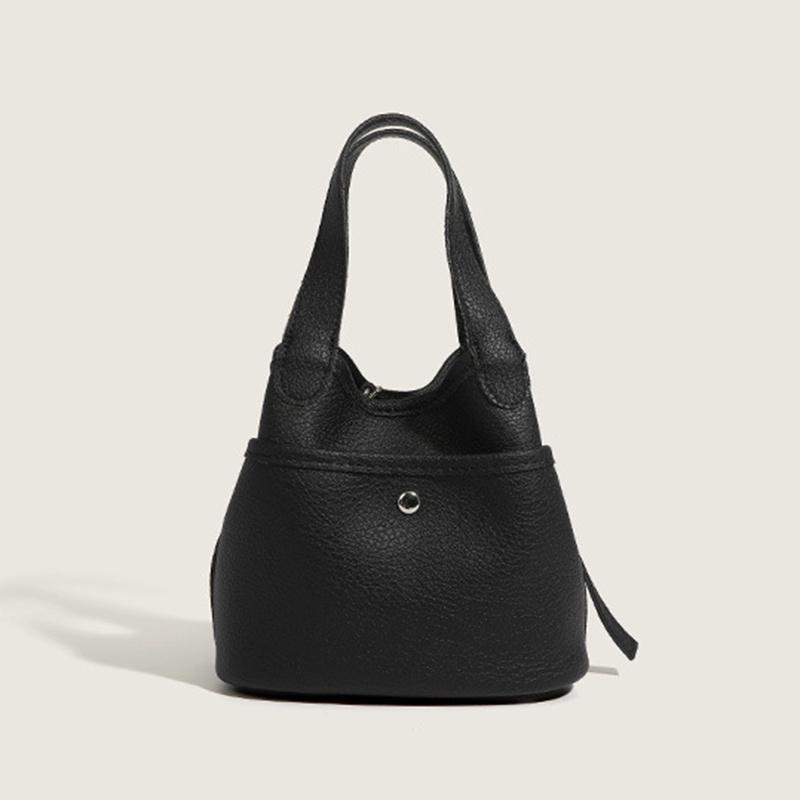 IELGY fashion simple soft leather texture shoulder bucket bag women