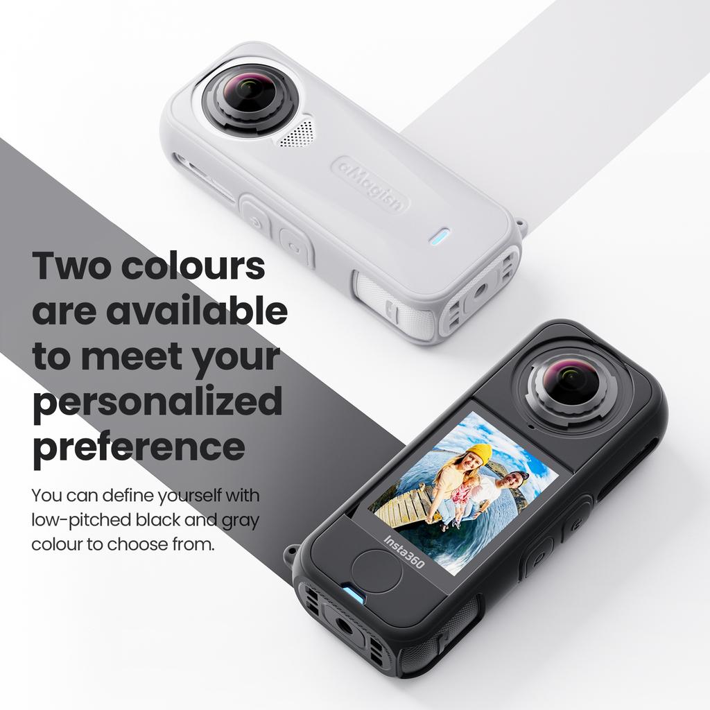 AMAGISN For Insta360 X4 Air Silicone Protective Case Shockproof Camera Body Cover with Lens Cap