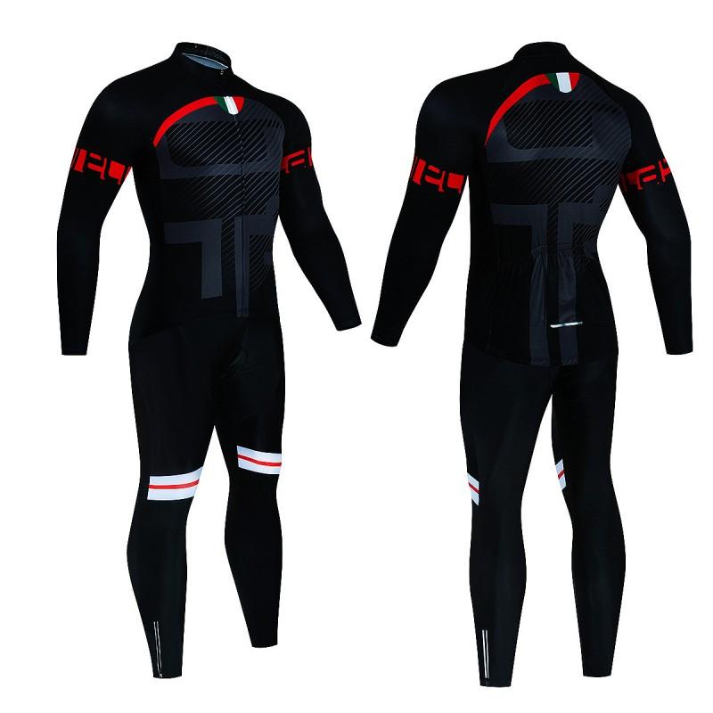 Mens Cycling Jersey Set Long Sleeve Mountain Road Bike Apparel Breathable Quick Dry