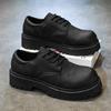 European Station High-end Niche Design Large Size Black Casual Derby Shoes 2025 Spring Sports Platform Big Head Shoes