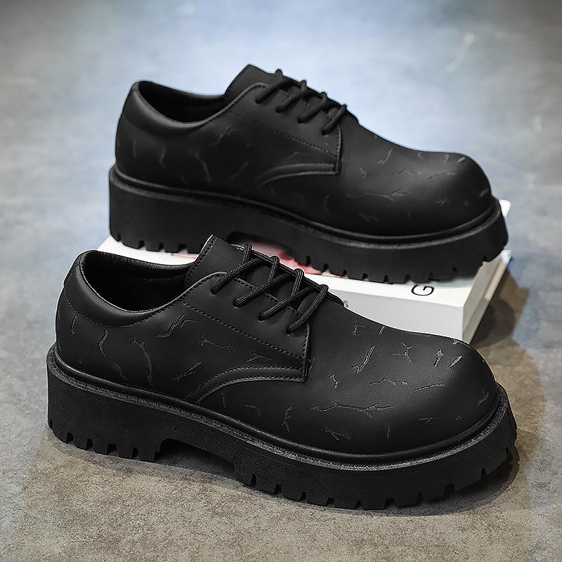 European Station High-end Niche Design Large Size Black Casual Derby Shoes 2025 Spring Sports Platform Big Head Shoes