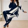 Women Plus Size Half Zip Long Sleeve Radial Geometric Printed Two Piece Set Black White Orange Longline Top Fitted Pants
