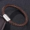 Einfaches Lederarmband für Herren mit magnetischem Verschluss aus Edelstahl