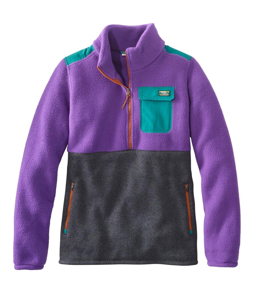Fleece Sherpa Hybrid Pullover US Size Bright Gray 1000139136 L.L.Bean Women's Sweater, Fit, Petite, L, Purple/Charcoal Heather, Multicolor,