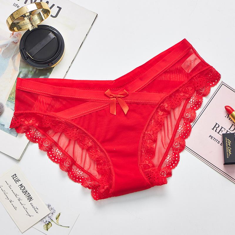 Sexy Lace Panties Low Waist Seamless Ultra-thin Transparent Mesh Women Panties
