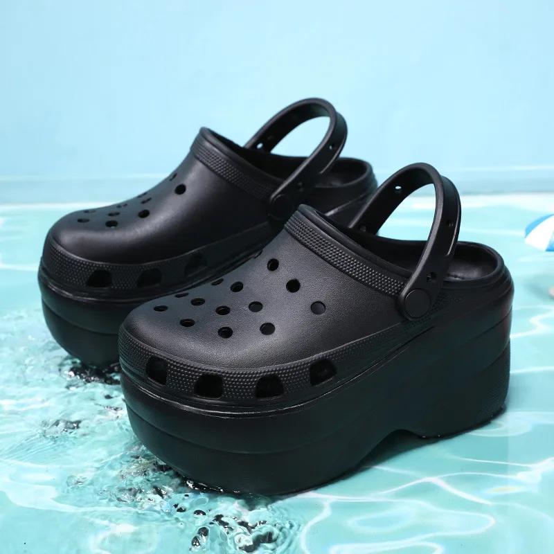 Superhøye 10 cm sandaler for kvinner sommer kvinnetøfler plattformsandaler utendørs gate strandtøfler flip-flops hagesko