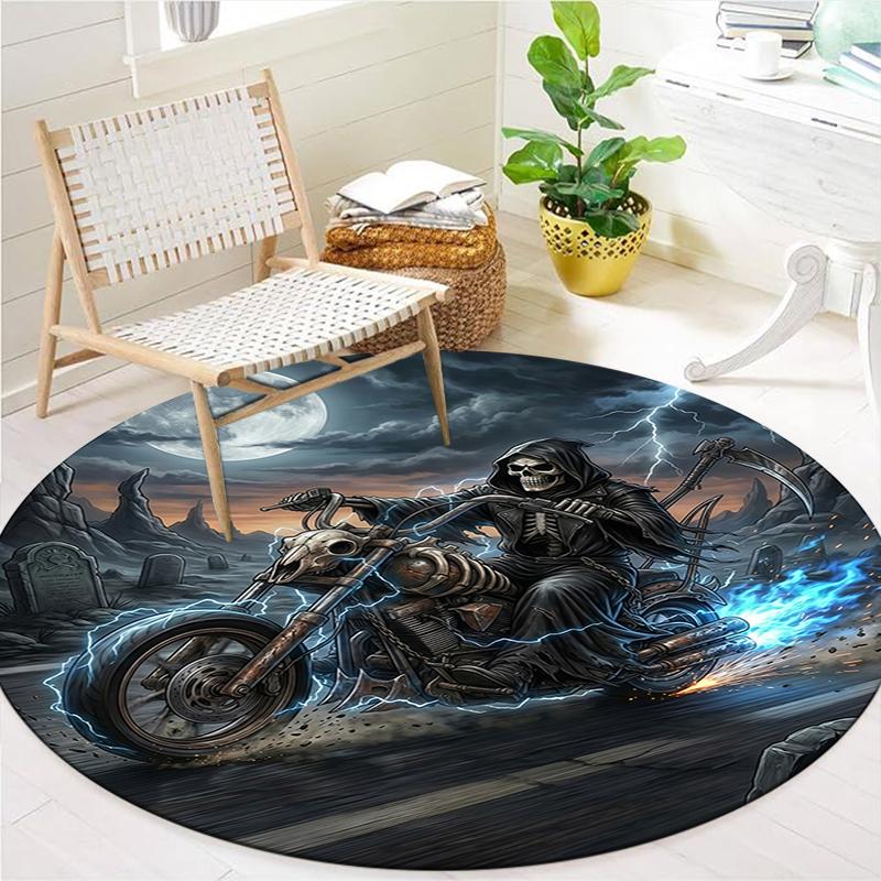 Racing Speed Bear Roar Round Area Rug,Carpet Rug for Living Room Bedroom Sofa Playroom Decor,Non-slip Floor Mat