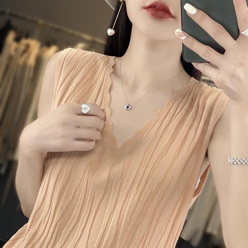 Women Tank Sleeveless MODERN NEW SAGA Summer T-shirt Knit Top Basic Vest Female V-neck
