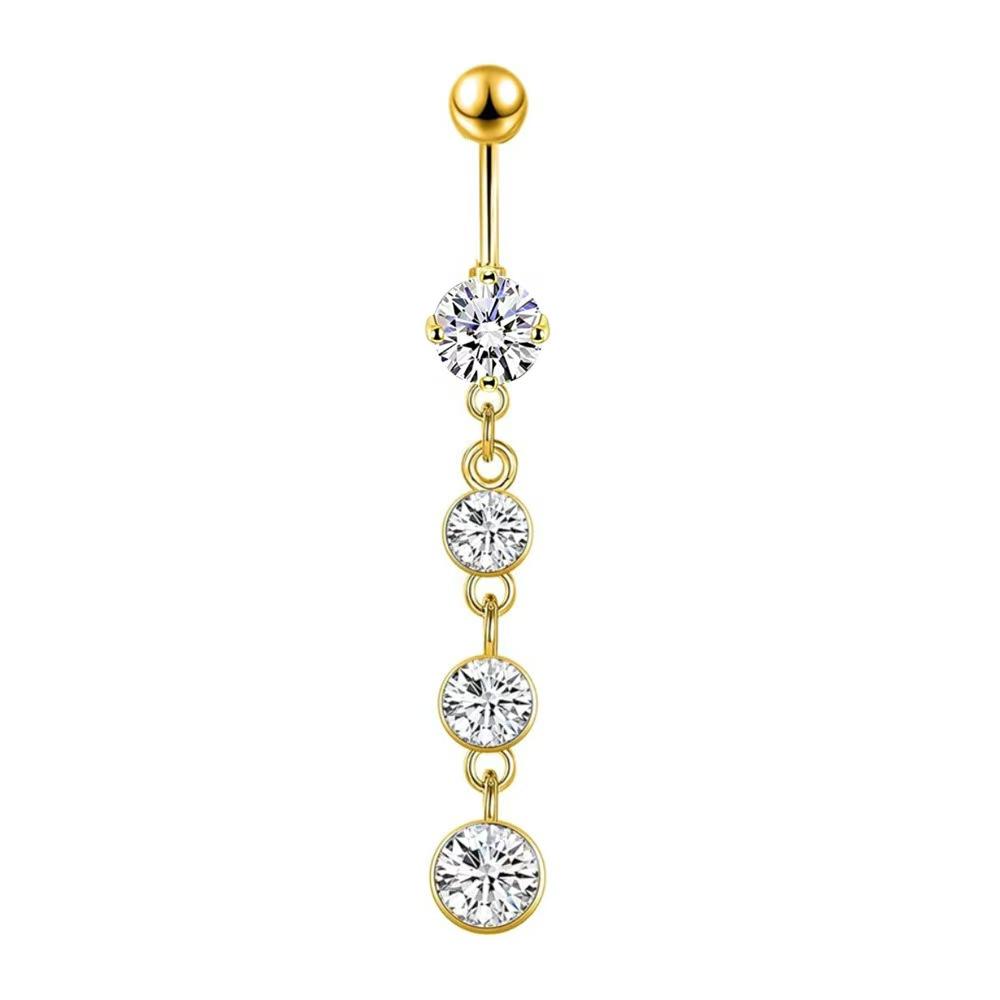 1pc 316L Surgical Steel Dangle CZ Gems Belly Button Ring Cubic Zirconia Drop Pendant Navel Nail Body Piercing Zircon