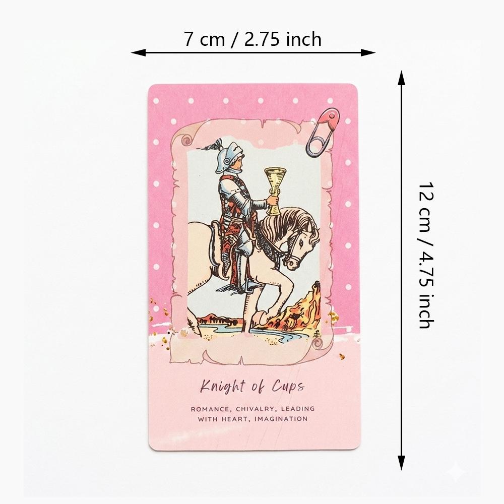 Pink Waite Tarot, The Dreamy Pink Collage Tarot Deck, 78  Aesthetic Kawaii Tarot Cards with Meanings, Double-embossed 12*7cm