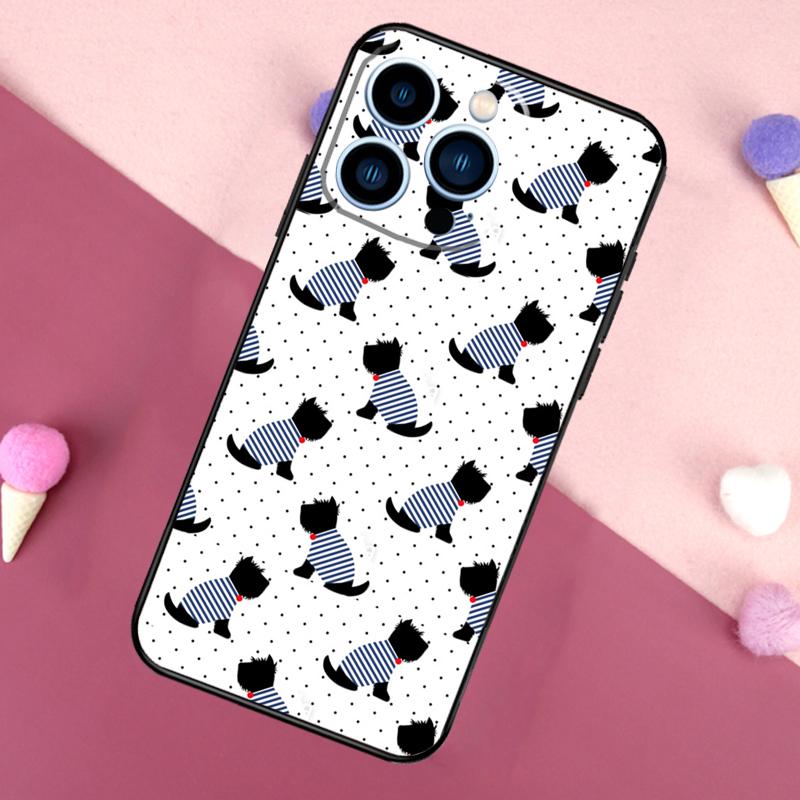 Scottish Terrier Pattern Case For iPhone 16 Pro Max 11 12 13 Mini 14 15 Pro Max 16 Plus XR 16e Phone Back Cover