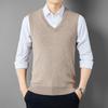 Fengxun Men's 100% Pure Wool V-Neck Knitted Vest FXT6450