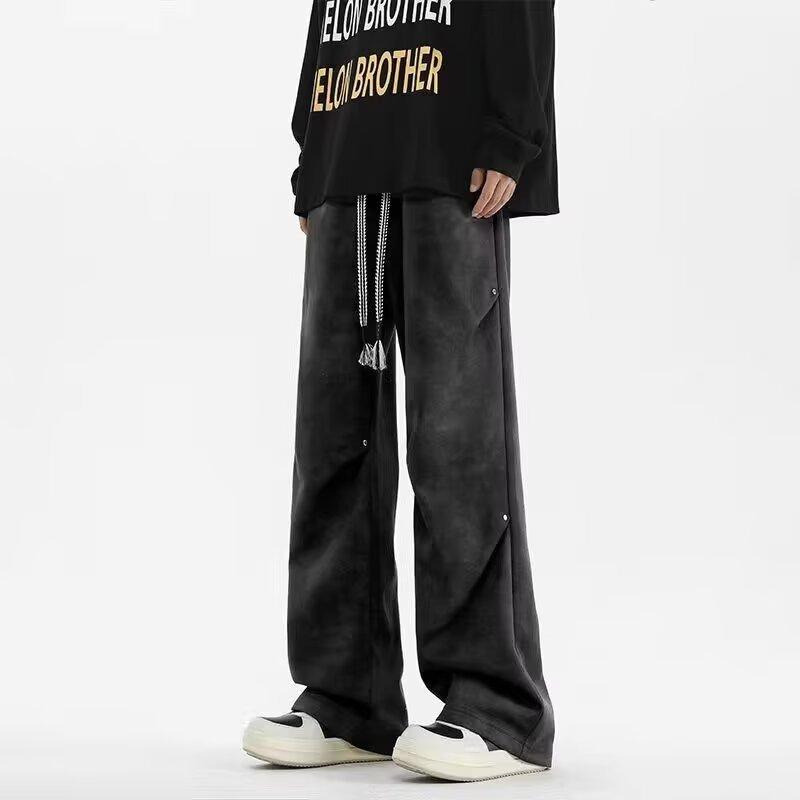 American tie-dye dirty pants men's autumn casual pants loose trend straight boys casual long pants