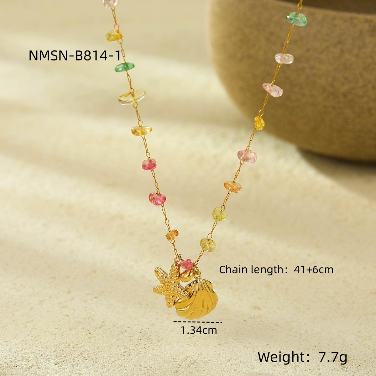 GEMCHIC Women s 18K Gold Plated Stainless Steel Shell & Starfish Pendant Necklace and Bracelet Set