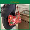 Trendy Floral Oxford Cloth Shoulder Bag For Women Summer 2024 Medium Crossbody