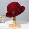 2025 New Winter Curl Brim Wool Fedora Hats For Women Elegant Bow Flower bucket hat Hat Vintage Formal Fascinator Cap Mujer