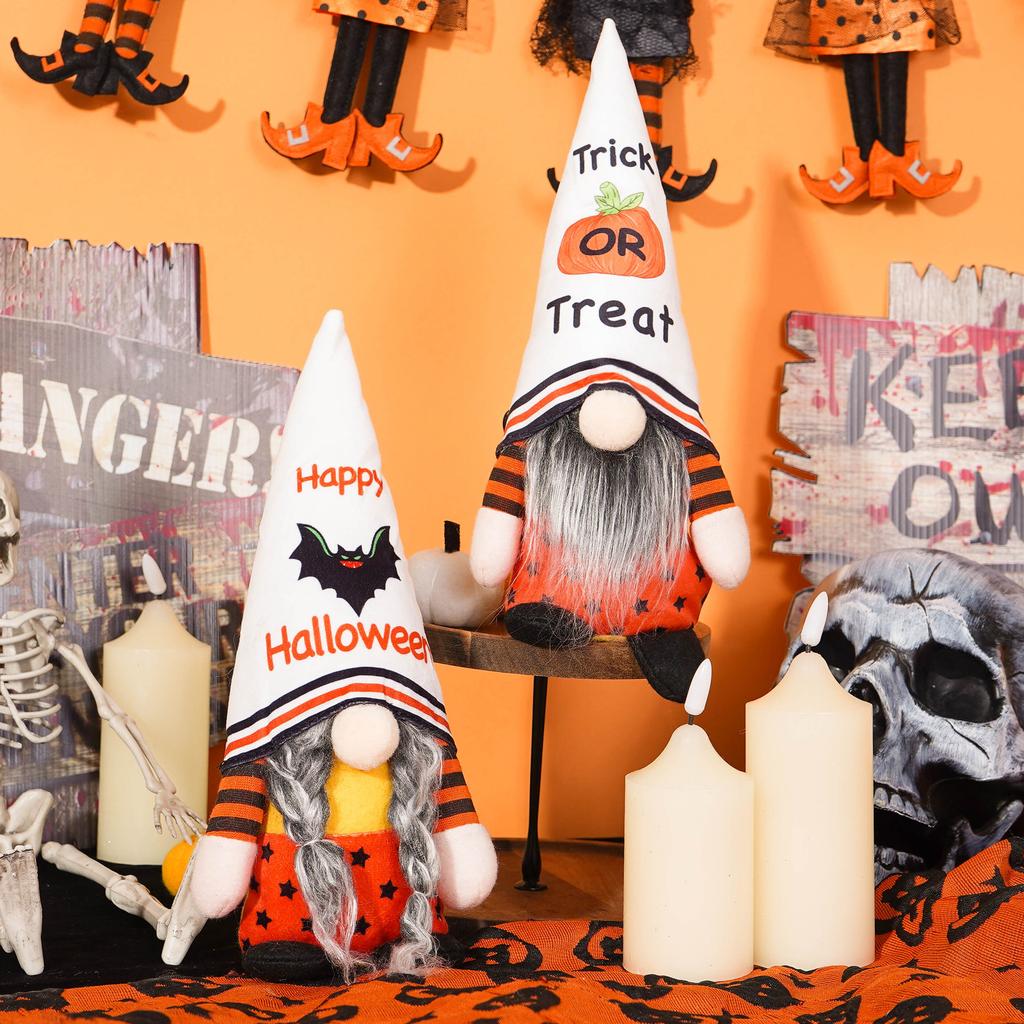 2pcs Halloween Gnomes Decoration Mr and Mrs Faceless Doll Ornaments for Halloween Table Ornament Tiered Tray Decor Party