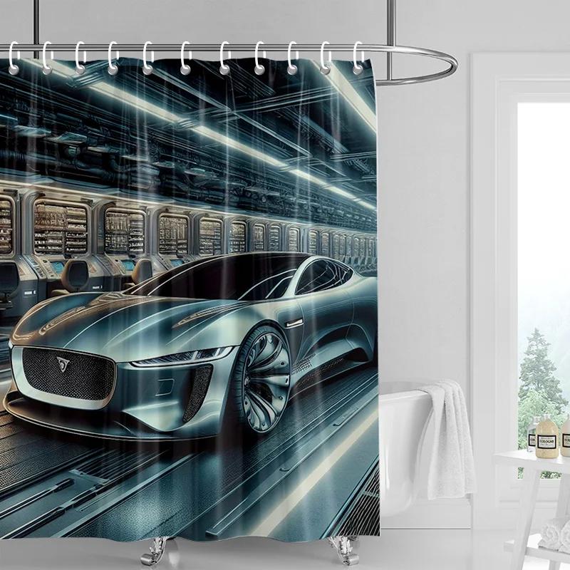 

Boys Car Theme Shower Curtain Waterproof Fabric Bathroom Curtain Bathroom Partition Curtain Child Home Decorating W90xH180cm