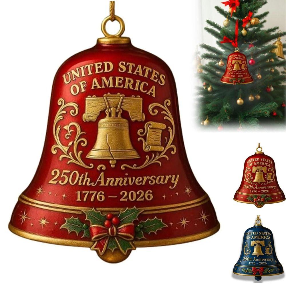 Vintage-Style 250th Anniversary Bell Ornament Portable Decoration with Commemorative Detailing Metal Hanging Bell