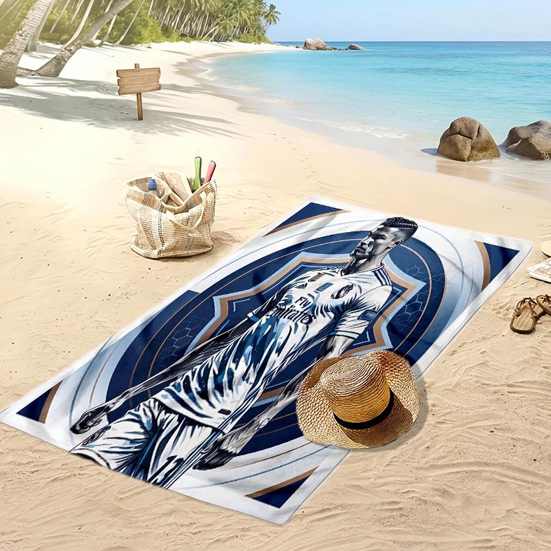 Cristiano Ronaldo Aufdruck Strandtuch Schnelltrocknend Super Saugfähig Weiches Badetuch zum Schwimmen Strand Reisen Fan Souvenir Geschenk