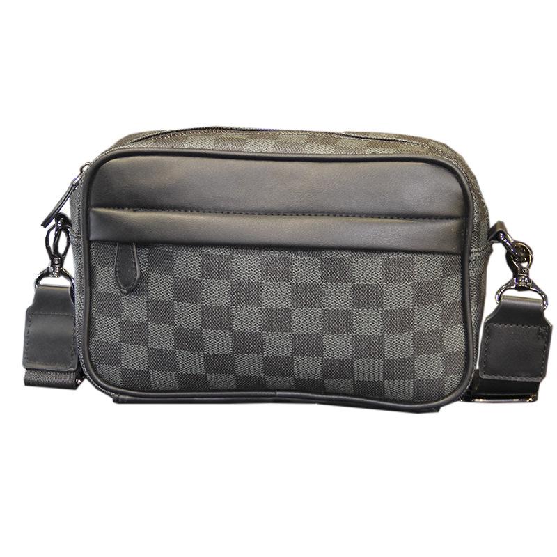 Plaid Men's Crossbody Shoulder Bag - Trendy Casual Korean Style Leather Sports Bag
