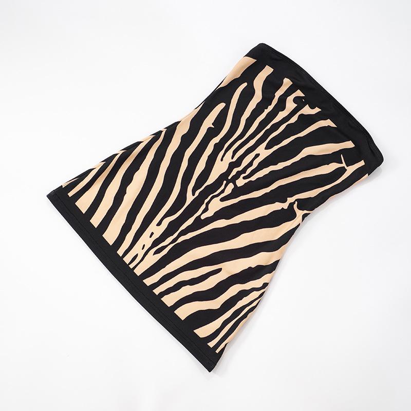 Zebra Print Strapless Backless A-Line Mini Dress for Women