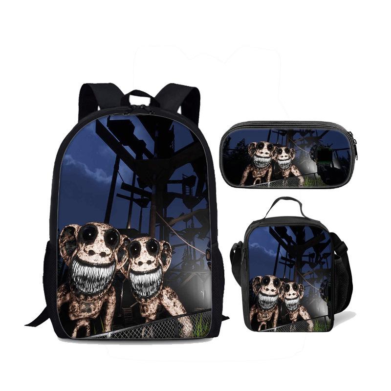 Beliebte jugendliche Neuheit Zoonomaly 3D-Druck 3 Stück/Set Studenten-Reisetaschen Laptop-Tagesrucksack Rucksack Brottasche Federmäppchen