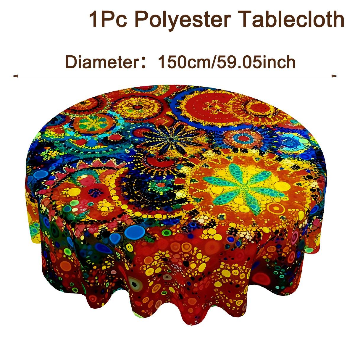 

Bohemian Table Cloth Colorful Rectangular/Round Reusable Polyester Table Cover for Home Kitchen Dining Room Table Decorations as shown