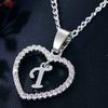 Heart Letters 26 Love Crystal Women Silver Plated Chain Jewelry Necklace