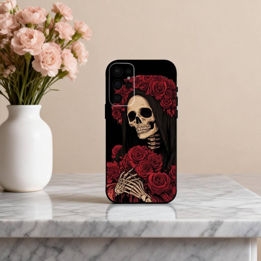 S-Santa M-Muerte P-Druck Handyhülle Für Samsung S25,24,23,22,30,21,10,9,Ultra,Plus,Lite,FE,4,5 G Weiche Schwarze Hülle