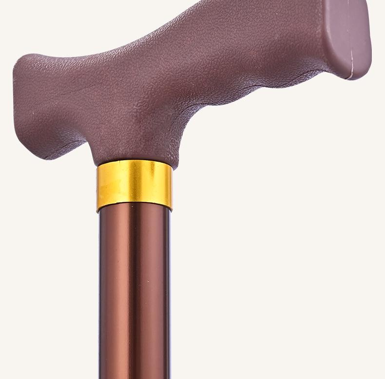 Bronze Curved Handle Aluminum Alloy Quad Cane for Seniors, Adjustable Height Non-Slip Mobility Aid