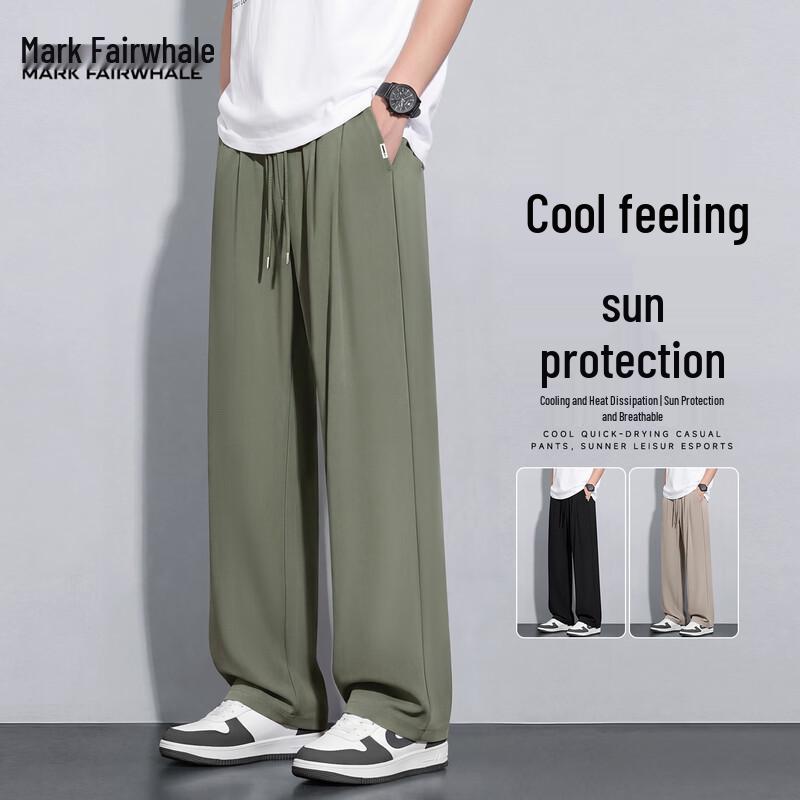 Mark Fairwhale Men's Ice Silk Wide Leg Casual Pants