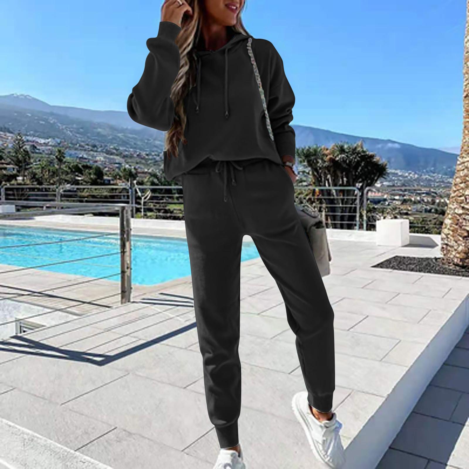 

Женские флисовые худи, комплект из двух предметов, 2021, зимние толстовки, комплекты брюк, женские повседневные спортивные костюмы L