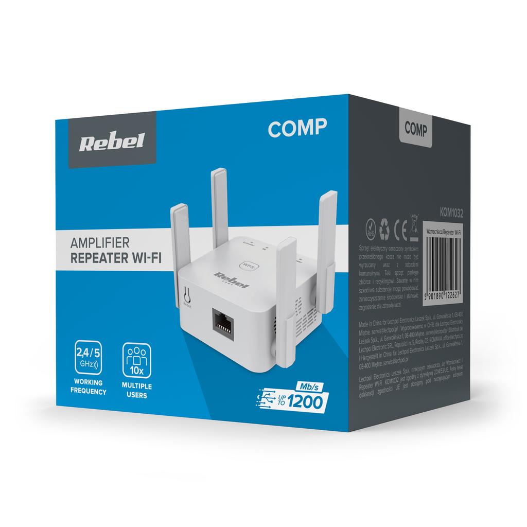 Repeater - wzmacniacz sieci bezprzewodowej 2.4+5 GHz Rebel