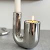 Modern U-shaped Ceramic Candle Holder Romantic Electroplating Silver Candle Stand Light Luxury Candlestick Holder Office