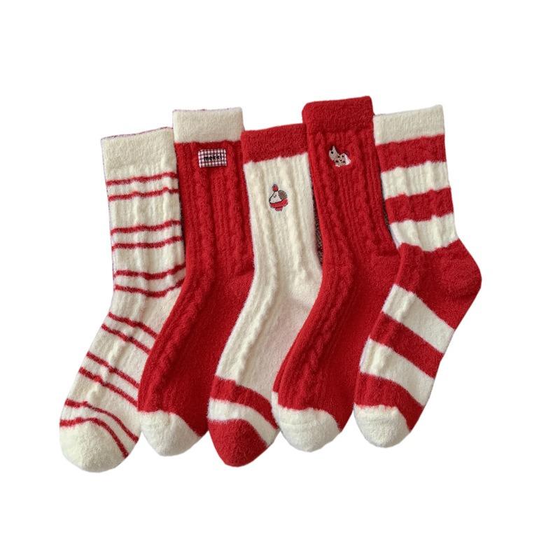 Christmas Stocking Children's Thick and Warm Winter and Autumn Plush Socks New Year Red Socks Sleep-in Tights
