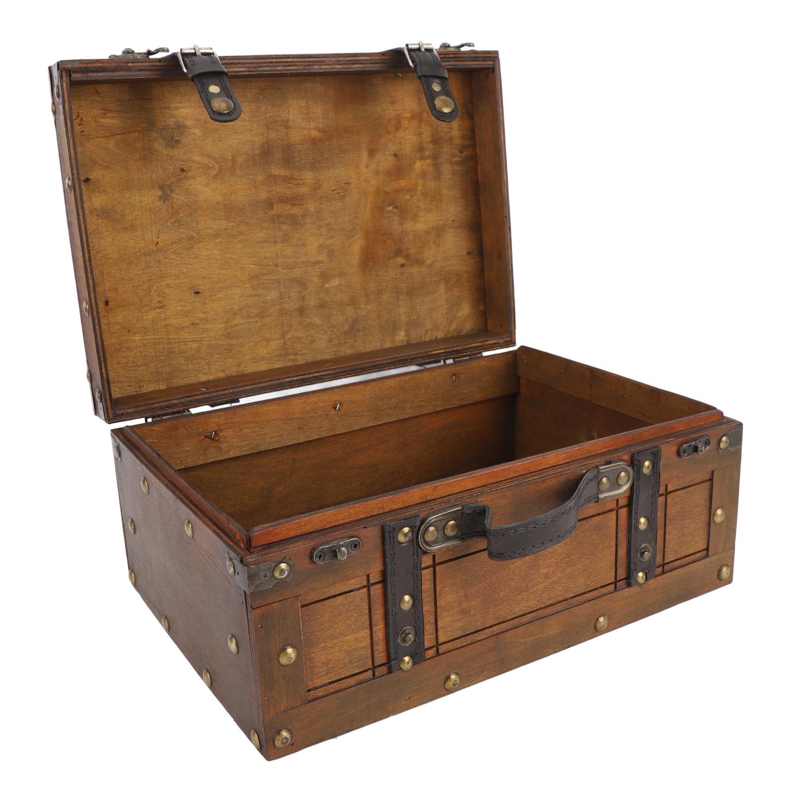Wooden Chest Portable Vintage Distressed Multifunctional Wood Storage Trunk Handbag for Clothes Toys Photo Prop Large 3080₽