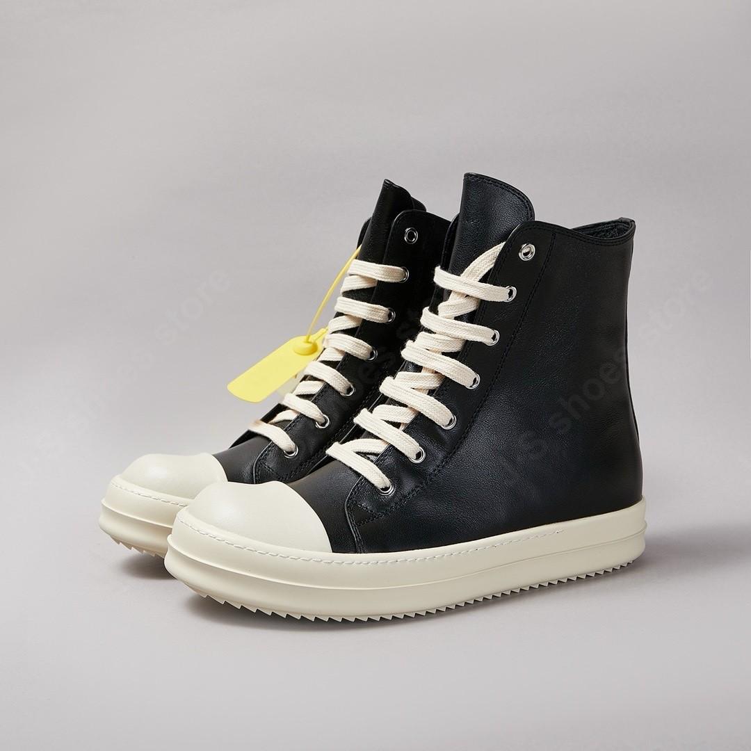 

R-o Genious Black Leather High Top Shoe Geobasket Quality Men Boots Zipper Women Sneaker Casual Shoes Classic Design Ankle Boot 34