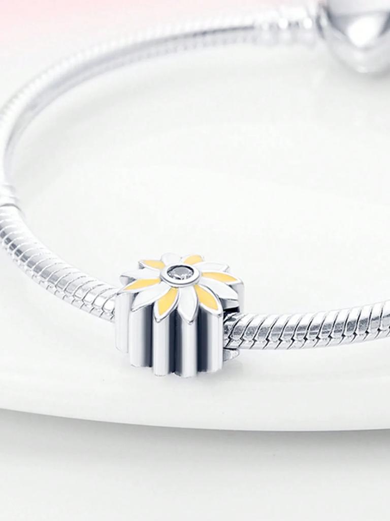 Charm Plata Copper Colors Colorful Flowers Bead Charms Pendants For Genuine Bracelets For Women DoItYourself Jewellery Love Gifts