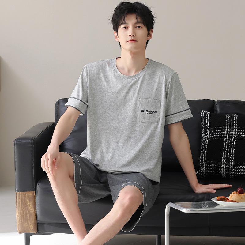 Modal pajamas men's summer 1011 new summer men's cool short-sleeved shorts large size loungewear set
