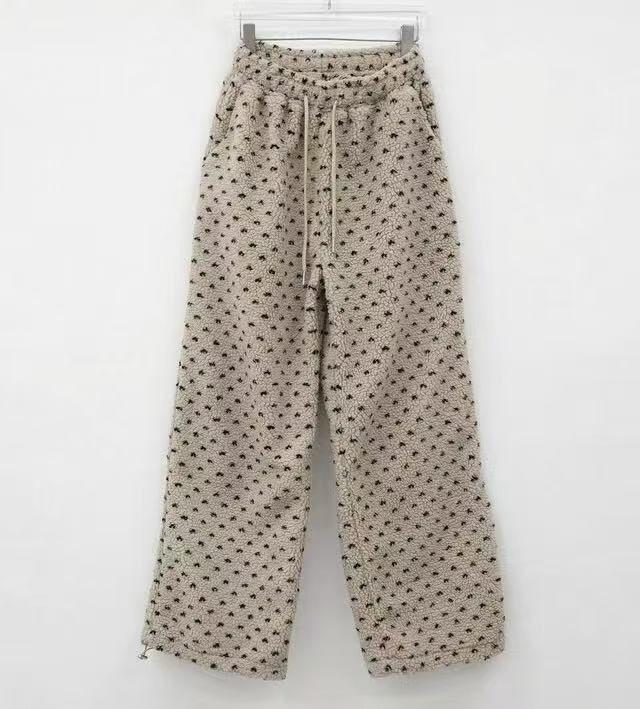 

Korean Chic Heart Drawstring Fleece Joggers One Size бежевый