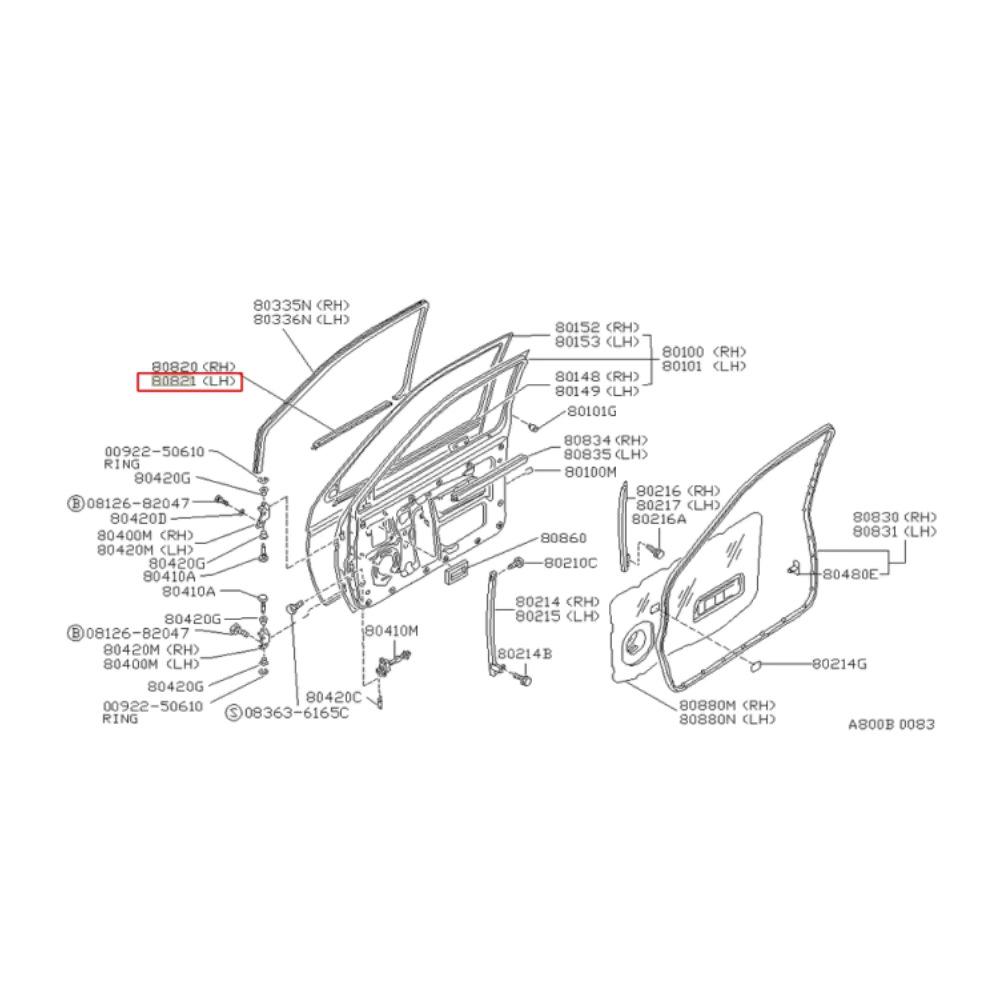 Nissan D21 4-Door Exterior Weatherstripping & Water Deflector Trim