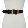 Faux Fashionable Womens Leather Wide Waist Belt With Decorative Snake Buckle Design