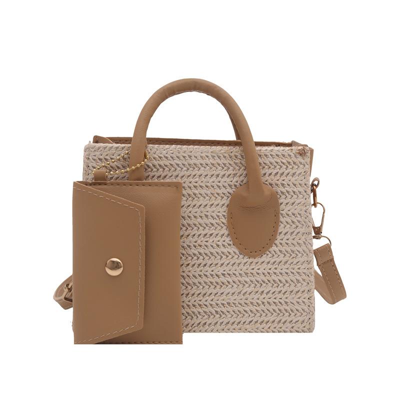 A Unique, Trendy, Simple and Fresh Mother-and-child Woven Hand-shoulder Crossbody Bag