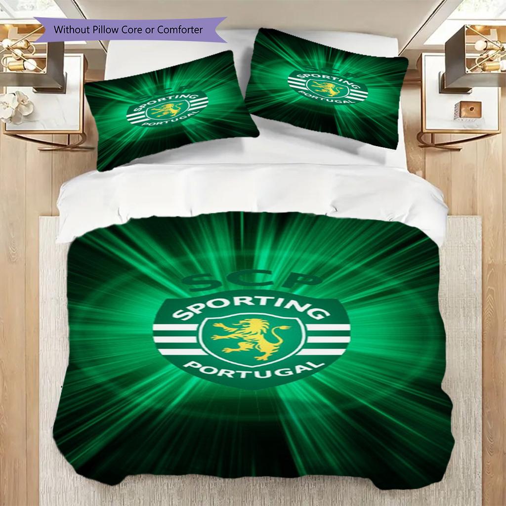 Vibrant Green Portugal Emblem Three-piece set (1 * duvet cover + 2 * pillowcase, without core) 2D Flat Bedding set Duvet cover and pillowcase