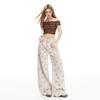 Spring Summer Small Horse Embroidery High Waist Slim Loose Wide Leg Trendy Denim Long Trousers Female Casual Pants Oversize Denim Trousers