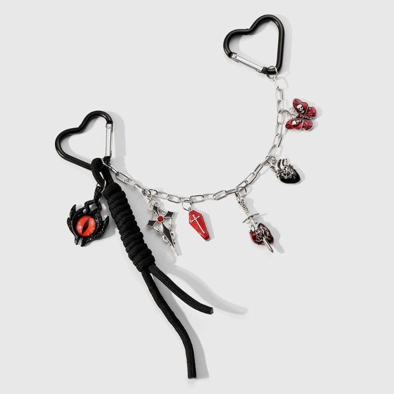 Bag Charm Handbag Chain Decoration for Women Gothic Punk Devil Eye Butterfly Tassels Pendant Accessories for Purse Chain