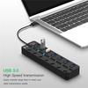 USB Hub 3.0, 7-Port USB Data Hub Splitter with Individual On/Off Switches Extension for MacBook, Mac Pro/Mini and More