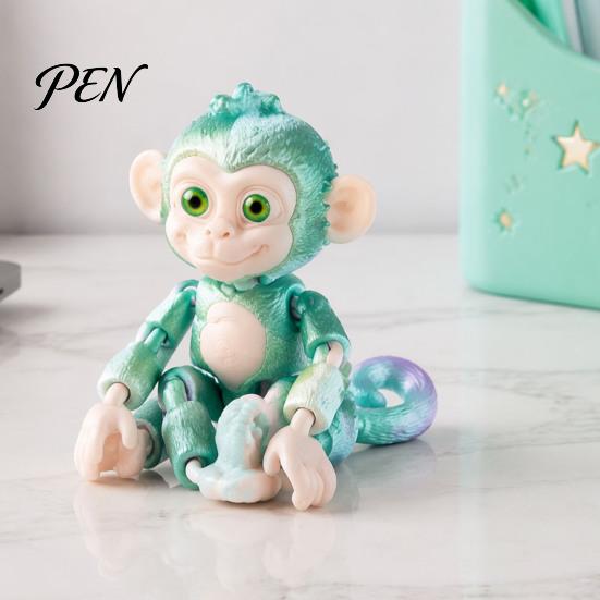 Small Collectible Monkey Figures 3D Printed Articulated Fidget Toy, Movable Joints Animal Toy Stress Relief Sensory Toys for Kids Adults, Creative