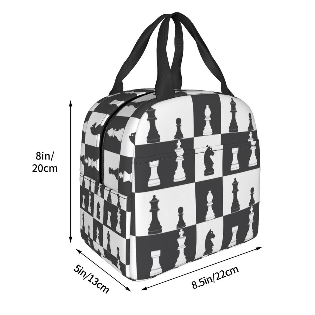 Chess Pieces On Board Insulated Lunch Bag for Women Kids Portable Food Boxes Thermal Lunch Box Tote
